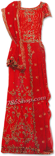  Red Silk Lehnga  | Pakistani Wedding Dresses USA- Image 1