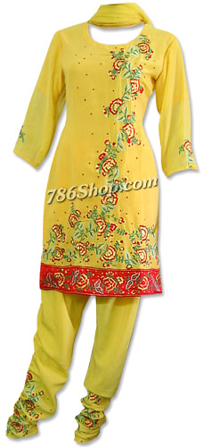  Yellow Georgette Suit  | Pakistani Dresses in USA- Image 1