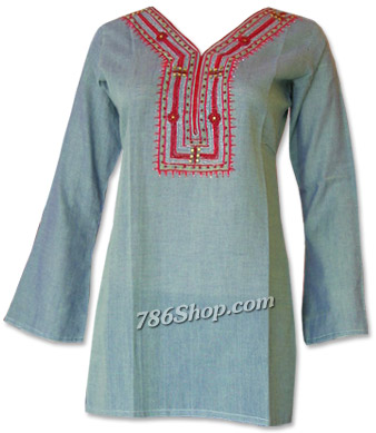  Pale Blue Khaddi Cotton Kurti  | Pakistani Dresses in USA- Image 1