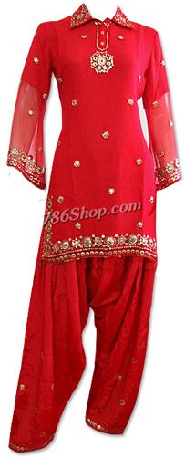  Red Chiffon Suit | Pakistani Dresses in USA- Image 1