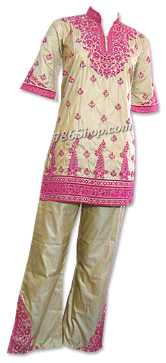  Fawn Silk Suit | Pakistani Dresses in USA- Image 1