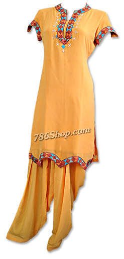  Mustard Georgette Suit | Pakistani Dresses in USA- Image 1