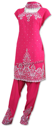  Hot Pink Georgette Trouser Suit | Pakistani Dresses in USA- Image 1