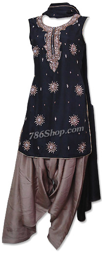  Black/Brown Silk Suit | Pakistani Dresses in USA- Image 1