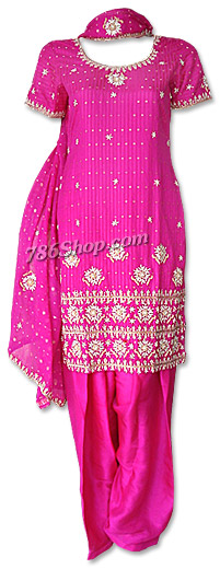  Hot Pink Chiffon Suit | Pakistani Dresses in USA- Image 1