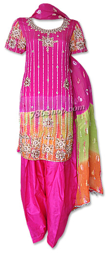  Hot Pink Chiffon Suit | Pakistani Dresses in USA- Image 1