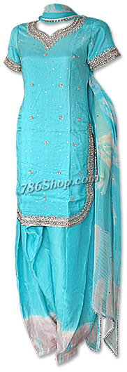  Light Turquoise Silk Suit | Pakistani Dresses in USA- Image 1