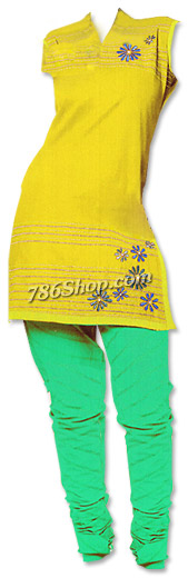  Yellow/Sea Green Georgette Suit | Pakistani Dresses in USA- Image 1