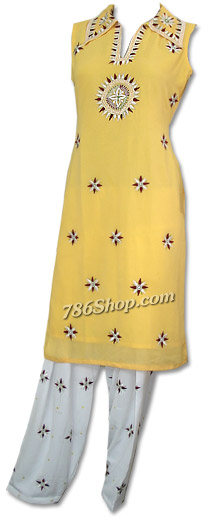  Yellow Georgette Suit | Pakistani Dresses in USA- Image 1