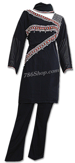  Black Georgette Trouser Suit | Pakistani Dresses in USA- Image 1