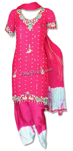  Hot Pink Chiffon Suit | Pakistani Dresses in USA- Image 1