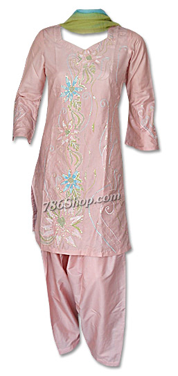  Peach Silk Suit | Pakistani Dresses in USA- Image 1