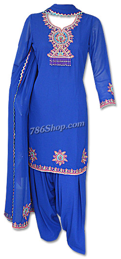  Royal Blue Georgette Suit | Pakistani Dresses in USA- Image 1
