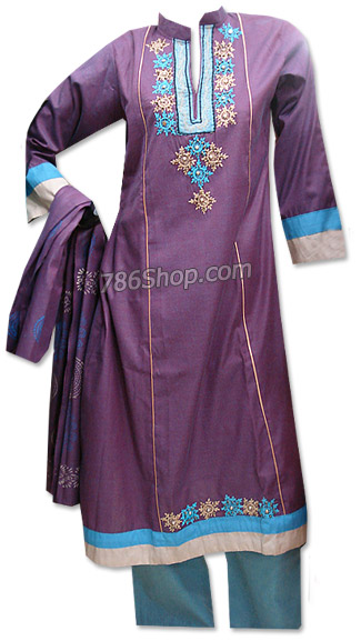  Purple Linen Suit  | Pakistani Dresses in USA- Image 1