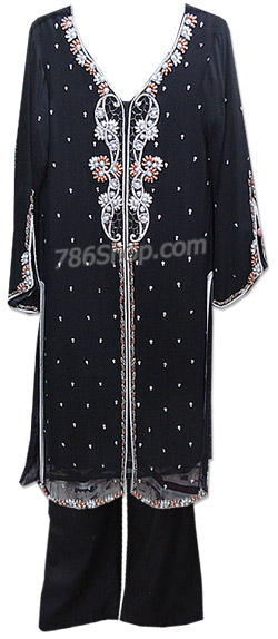  Black Chiffon Suit  | Pakistani Dresses in USA- Image 1