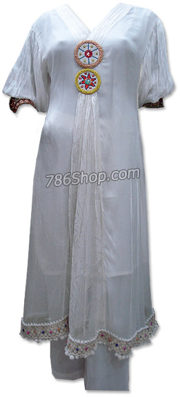  White Chiffon Suit   | Pakistani Dresses in USA- Image 1