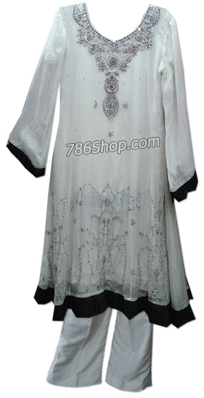  White Chiffon Suit | Pakistani Dresses in USA- Image 1