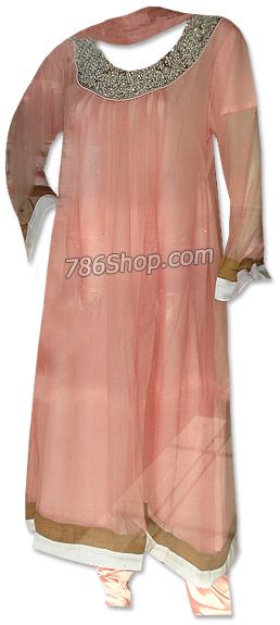  Peach Chiffon Suit | Pakistani Dresses in USA- Image 1