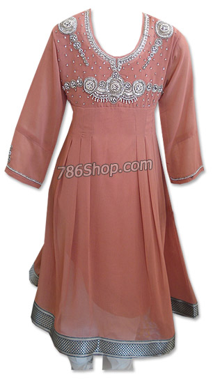  Peach Georgette Suit   | Pakistani Dresses in USA- Image 1