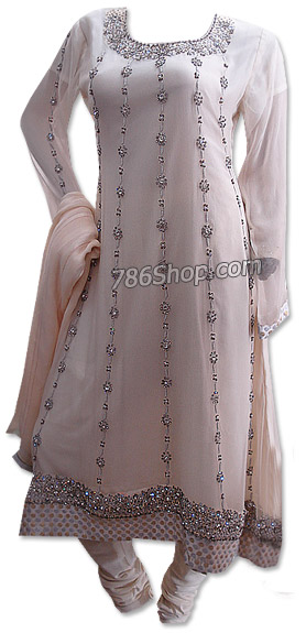  White Crinkle Chiffon Suit | Pakistani Dresses in USA- Image 1