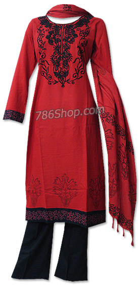  Red/Black Marina Suit | Pakistani Dresses in USA- Image 1