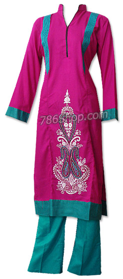 Hot Pink/Sea Green Marina Suit | Pakistani Dresses in USA