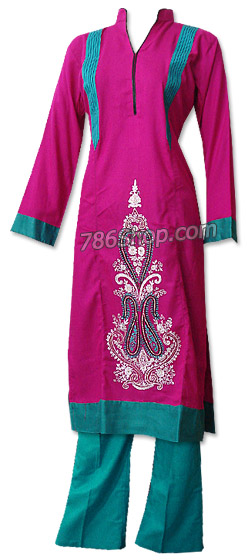  Hot Pink/Sea Green Marina Suit | Pakistani Dresses in USA- Image 1