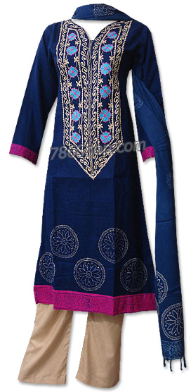  Navy Blue/Beige Marina Suit | Pakistani Dresses in USA- Image 1