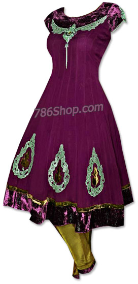  Dark Magenta/Green Georgette Suit | Pakistani Dresses in USA- Image 1