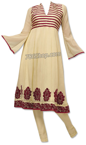  Cream Georgette Suit  | Pakistani Dresses in USA- Image 1
