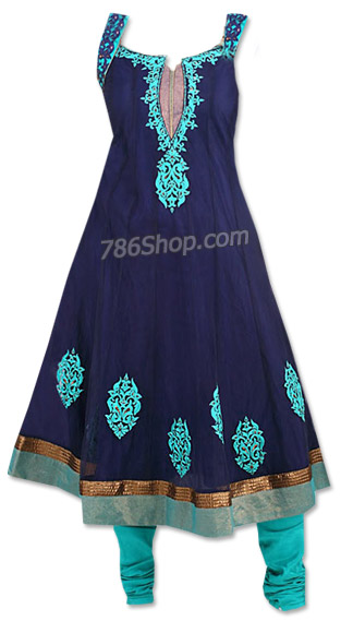  Navy Blue/Turquoise Georgette Suit | Pakistani Dresses in USA- Image 1