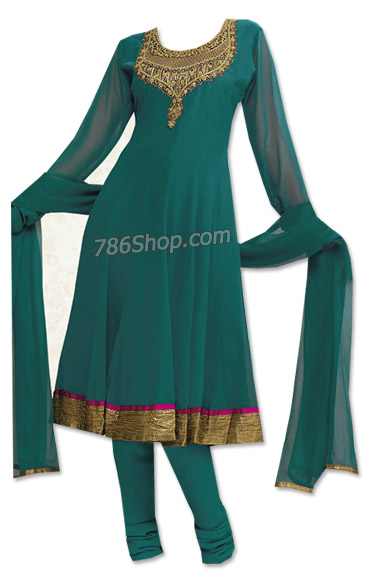  Teal Georgette Suit | Pakistani Dresses in USA- Image 1