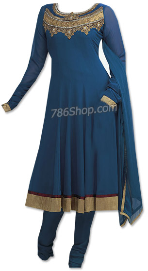  Blue Georgette Suit  | Pakistani Dresses in USA- Image 1