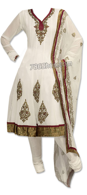  White Georgette Suit  | Pakistani Dresses in USA- Image 1