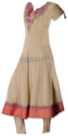  Beige Chiffon Suit  | Pakistani Dresses in USA- Image 1