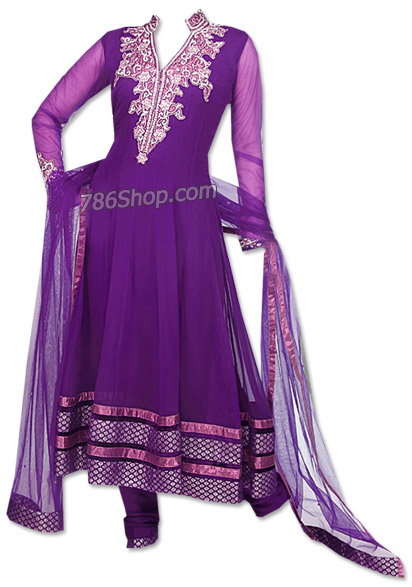  Dark Purple Chiffon Suit | Pakistani Dresses in USA- Image 1