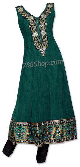  Teal Green Chiffon Suit | Pakistani Dresses in USA- Image 1