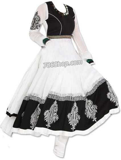  White/Black Chiffon Suit  | Pakistani Dresses in USA- Image 1