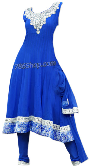  Royal Blue Georgette Suit | Pakistani Dresses in USA- Image 1