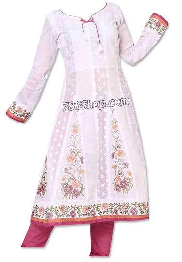  White/Pink Georgette Suit  | Pakistani Dresses in USA- Image 1