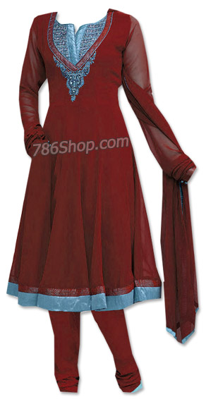  Maroon Georgette Suit | Pakistani Dresses in USA- Image 1