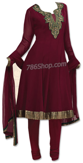  Maroon Georgette Suit  | Pakistani Dresses in USA- Image 1