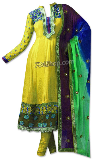  Yellow Chiffon Suit  | Pakistani Dresses in USA- Image 1