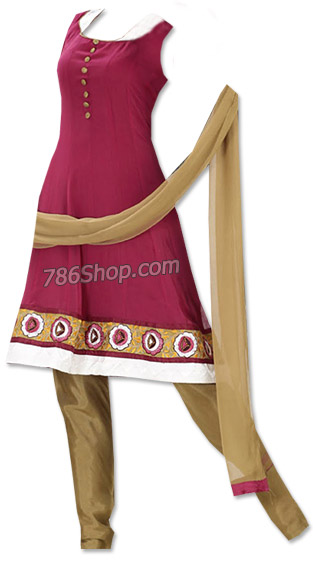  Magenta/Golden Georgette Suit  | Pakistani Dresses in USA- Image 1