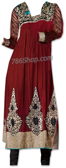  Maroon/Black Chiffon Suit  | Pakistani Dresses in USA- Image 1