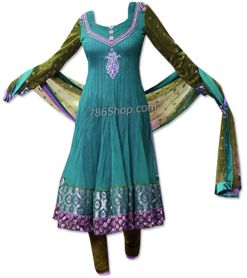  Sea Green Chiffon Suit | Pakistani Dresses in USA- Image 1