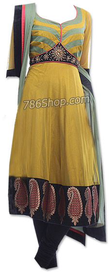  Mustard Chiffon Suit | Pakistani Dresses in USA- Image 1