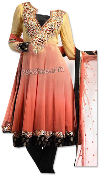  Yellow/Peach Georgette Suit  | Pakistani Dresses in USA- Image 1