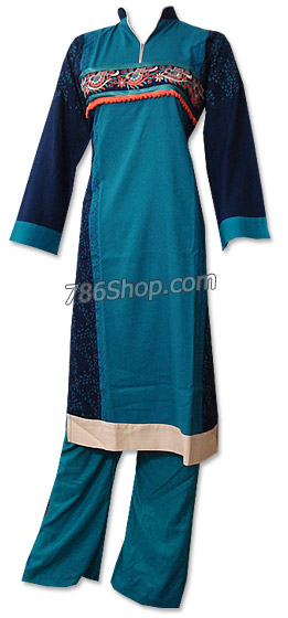 Turquoise Marina Suit | Pakistani Dresses in USA