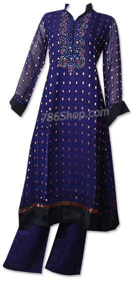 Dark Purple Chiffon Jamawar Suit | Pakistani Dresses in USA- Image 1